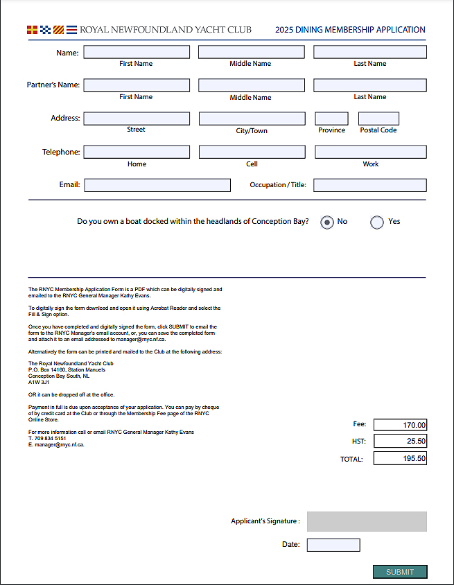 RNYC 2023 Social Membership Application