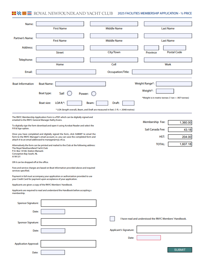 Membership Application form