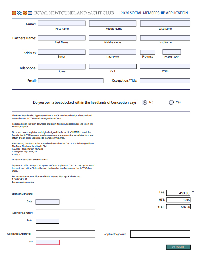 RNYC 2023 Social Membership Application